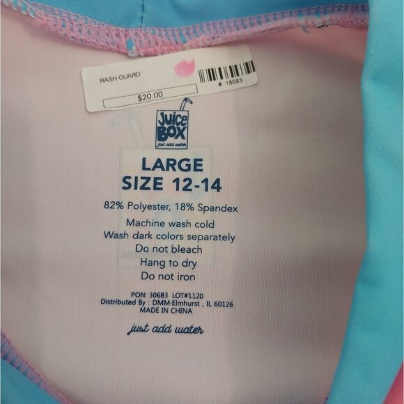 New Juice Box Girl's Rash Guard Swim Tee Sz L 10/12 - Picture 5 of 7